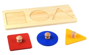 Detailed view of colorful wooden shapes and geometric matching puzzle board for toddlers
