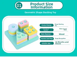 Détails de formes géométriques en bois aux tons macaron doux avec peinture à l'eau sûre