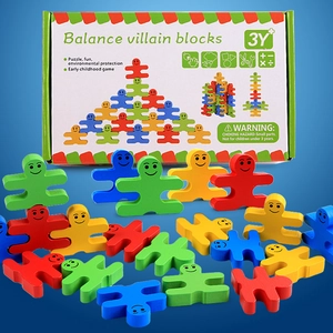 Colorful wooden balance villain blocks set for kids educational early learning toys