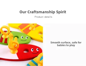 Close-up of colorful wooden magnetic fish with smooth edges for child safe play