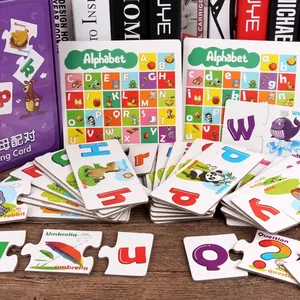 Alphabet matching puzzle toy set with storage box and thick cardboard letter cards