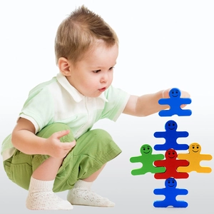 Colorful wooden human-shaped stacking blocks toy set for children early education