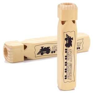 Natural Wooden Train Whistle Toy For Kids Musical Instrument Educational Toy With Vintage Steam Train Pattern Smooth Finish