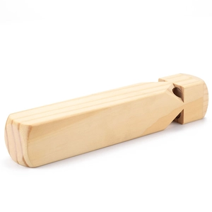 Natural wooden train whistle musical educational toy for kids with smooth pine texture