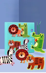 Jeu de laçage en bois avec figurines d'animaux pour développer la motricité des enfants