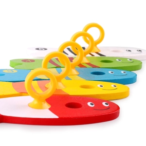 Colorful wooden fish blocks with numbers for kids early learning fishing game set
