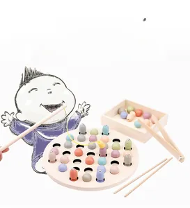 Detailed set of 2-in-1 magnetic fishing game and bead clipping toys for kids