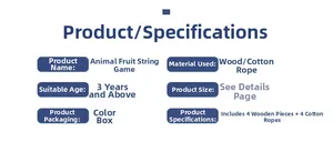 Spécifications du jeu de laçage en bois fruits et animaux pour l'éducation des enfants