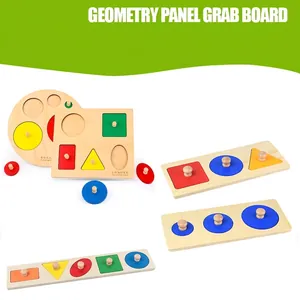 Montessori Wooden Geometric Shape Puzzle For Toddlers Early Education Cognitive Knobs Inset Panel Wooden Learning Educational Toy