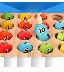 Macro shot of Montessori wooden numbered blocks for kids early education and learning