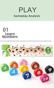 Detailed educational wooden caterpillar toy set featuring numbered blocks 1 to 10 for learning