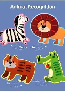 Détails des jouets à lacer en bois avec lion et zèbre pour la motricité fine enfant