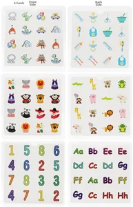 Détail de 6 cartes éducatives recto-verso avec animaux et chiffres pour enfants