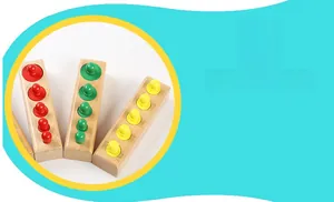Gros plan sur les cylindres Montessori en hêtre coloré avec finition écologique