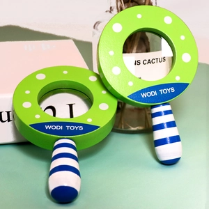 Set of two colorful wooden handheld magnifying glasses for kids educational outdoor play