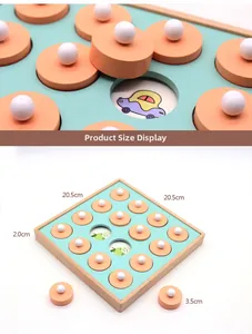 Dimensions détaillées du jeu de mémoire en bois pour enfants avec base vert menthe