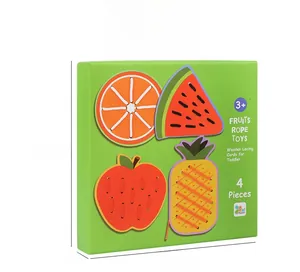 Jeu de laçage en bois fruits pour enfants avec pomme pastèque orange et ananas