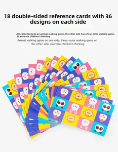 Set of 18 double-sided logic game cards featuring cute animals and color patterns