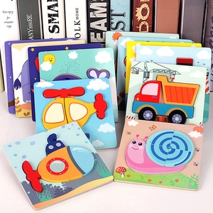 Wooden 3D Cartoon Animal Transportation Jigsaw Puzzle Toddler Educational Early Learning Preschool Developmental Toy For Kids