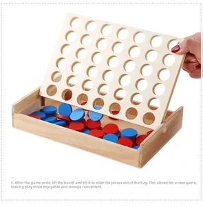 Réinitialisation manuelle du jeu de puissance 4 en bois pour le rangement enfant