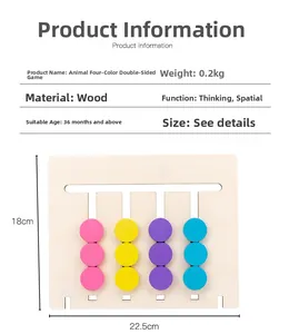 Detailed size specifications of the Montessori wooden logical fruit animal sliding game