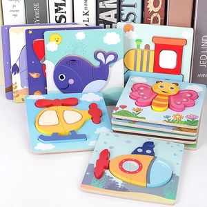3D wooden animal and vehicle puzzles for kids' cognitive and motor skill learning