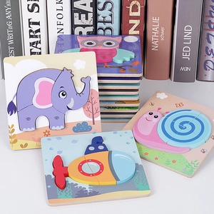 3D wooden animal and vehicle puzzles set for toddlers improving hand-eye coordination