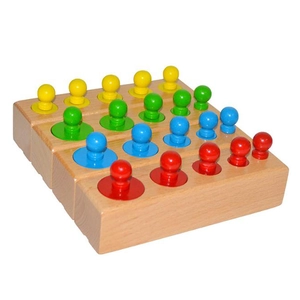 Blocs cylindres Montessori en hêtre coloré pour l'apprentissage sensoriel des enfants
