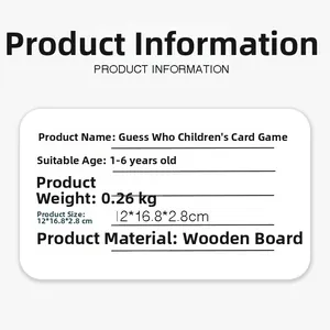 Detailed product dimensions and specifications for kids wooden matching puzzle card