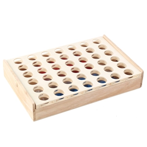 Jeu de stratégie classique puissance 4 en bois pour enfants avec jetons rouges et bleus
