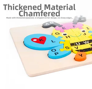 Close-up of thickened basswood alphabet puzzle featuring smooth U-shaped chamfered edges