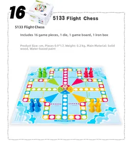 Ludo wooden travel game set with metal box storage and colorful pieces with dice