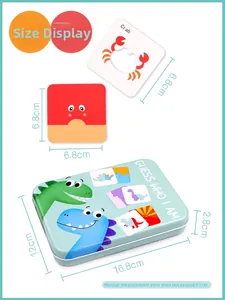 Detailed view of kids puzzle box and crab cards with 16.8x12x2.8cm dimensions