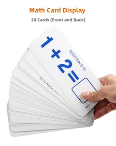 Close-up of 30 double-sided math addition cards for preschool number learning