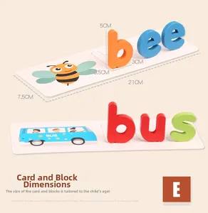 Detail showing colorful wooden letters and educational word cards for kids learning