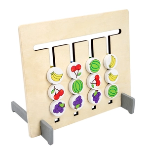 Wooden Montessori fruit logic sliding puzzle with 12 pieces for kids' early learning