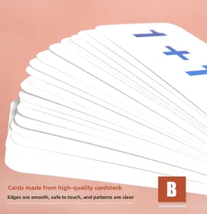 Macro shot showing thickened cards with rounded edges for safe math learning and practice