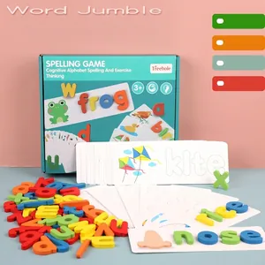 Treehole Wooden Spelling Game Alphabet Blocks Flashcards Early Learning Educational Montessori Vocabulary Building Puzzle Toy
