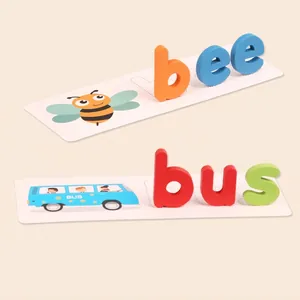 Wooden alphabet puzzle game for kids with colorful letter blocks and flashcards