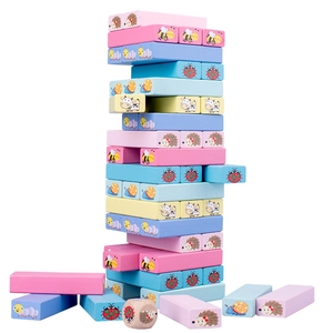 Macaron animal wooden stacking blocks puzzle toy set for kids and parents