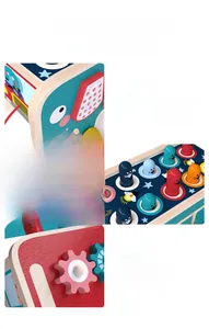Detailed close-up showing high-quality wood texture and thermal transfer patterns on toy