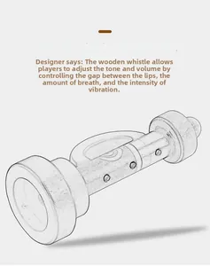 Detailed sketch showing the mouthpiece and finger holes of the wooden trumpet toy