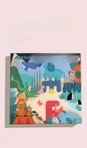 Colorful packaging box for kids alphabet paired card puzzle with animal illustrations
