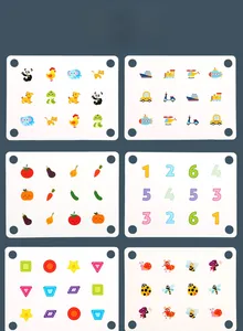 Detailed grid of double-sided educational flashcards for kids with animals and numbers