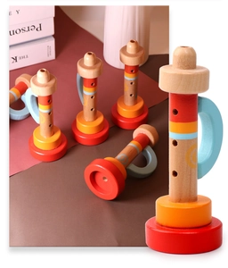 Wooden Musical Trumpet Toy For Toddlers Colorful Lotus Wood Early Education Sound Toy For Grip And Lung Capacity Training