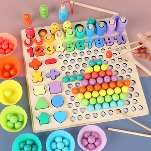 Gioco Montessori 13-in-1 in legno con pesca magnetica e smistamento di perle colorate