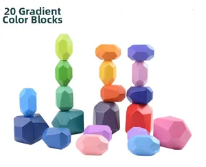 Detailed set of 20 wooden gradient balancing stones for educational stacking play