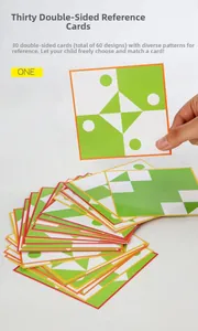 30 double-sided educational puzzle cards showing 60 geometric patterns for logic training
