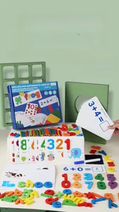 Jeu éducatif en bois avec lettres alphabétiques, chiffres et bâtonnets de calcul colorés