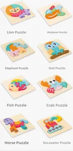 Lot de huit puzzles 3D en bois avec animaux et véhicules pour l'éveil des jeunes enfants